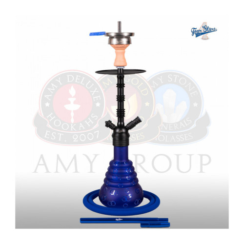 Кальян AMY Deluxe - 4 Stars 460 PSM Black Blue 50см (Полный комплект)