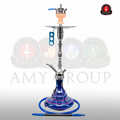 Кальян AMY Deluxe - SS08 Rainbow Blue (HAMMER STEEL) 70см (Полный комплект)