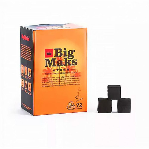 Кокосовый уголь для кальяна Big Maks 72 шт 25мм