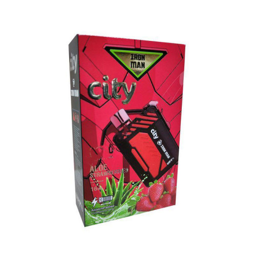 Электронная сигарета CITY 8000 затяжек - Aloe Strawberries (Алое клубника)