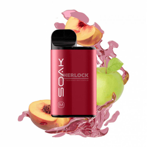 Электронная сигарета SOAK M 4000 затяжек - Apple Peach Bonbon (Яблоко персик)