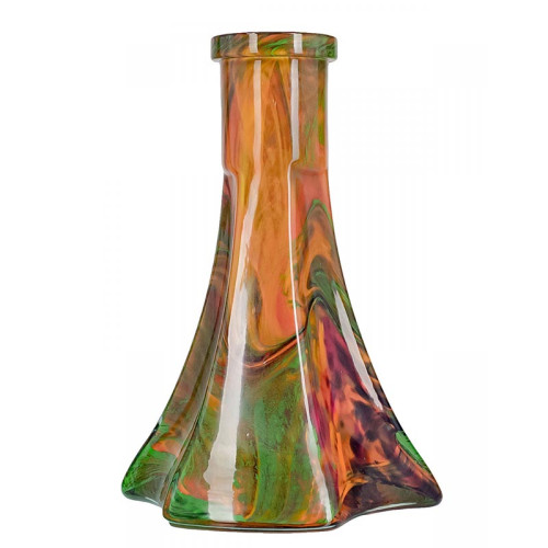 Колба Vessel Glass - Пирамида зелено-красный мрамор 28см