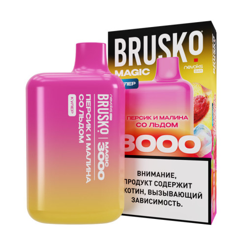 Электронная сигарета BRUSKO MAGIC 3000 затяжек - Персик Малина Лед