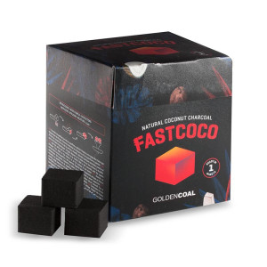 Кокосовый уголь для кальяна FastCoco 80шт 26х26х20мм (саморазжигающийся)