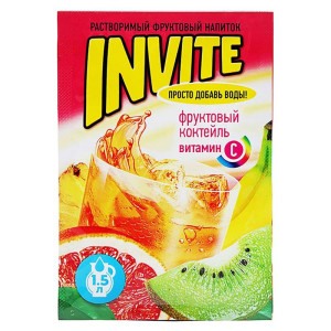 Напиток растворимый INVITE Фруктовый коктейль 9гр