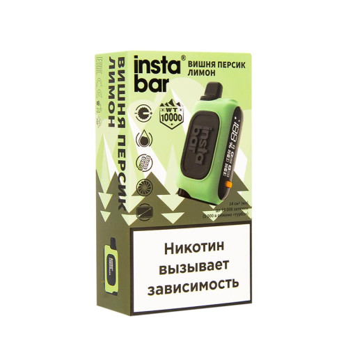 Электронная сигарета PLONQ INSTABAR 10000 затяжек - Вишня Персик Лимон
