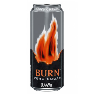 Энергетический напиток Burn - Peach Zero (Персик-манго без сахара) 449мл