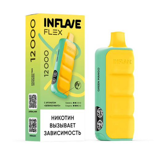 Электронная сигарета INFLAVE FLEX 12000 затяжек - Зеленое манго