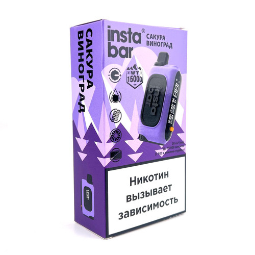 Электронная сигарета PLONQ INSTABAR 15000 затяжек - Сакура Виноград
