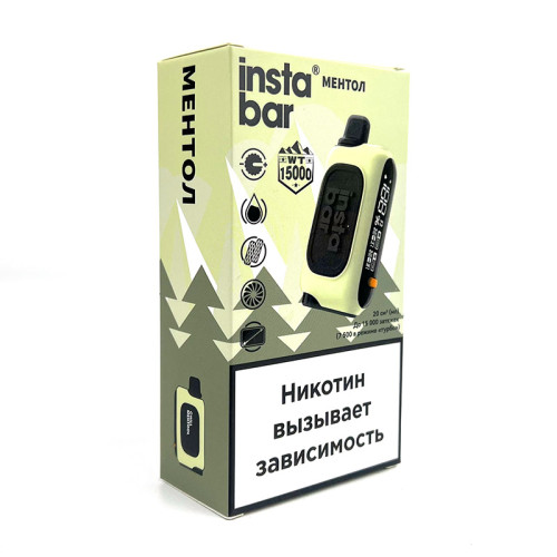 Электронная сигарета PLONQ INSTABAR 15000 затяжек - Ментол
