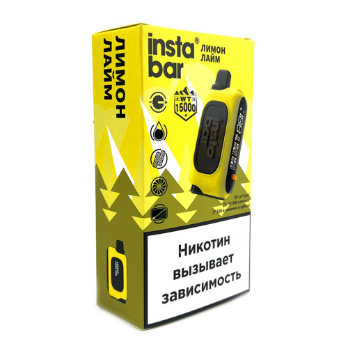 Электронная сигарета PLONQ INSTABAR 15000 затяжек - Лимон Лайм
