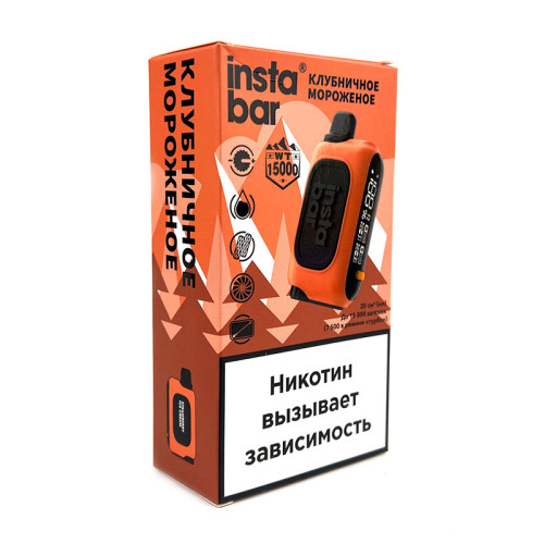 Электронная сигарета PLONQ INSTABAR 15000 затяжек - Клубничное мороженое