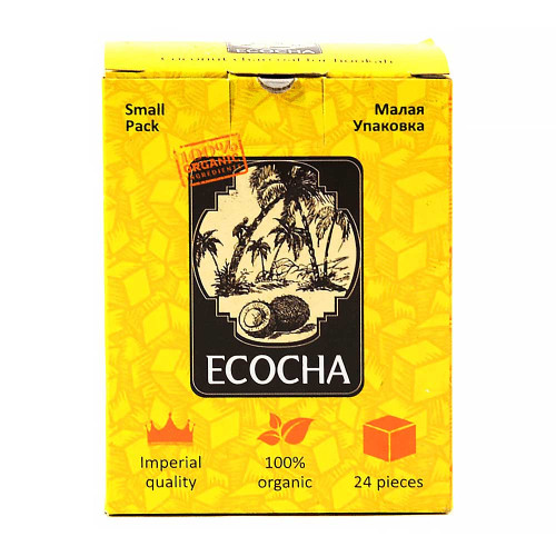 Кокосовый уголь для кальяна Ecocha 24шт 22мм