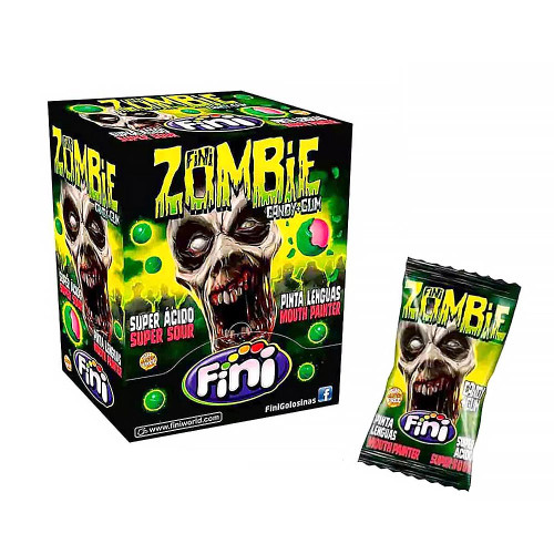 Леденец с жевательной резинкой Fini Zombie - Strawberry (Кислая клубника) 6г