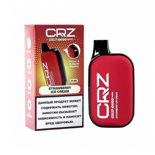 Электронная сигарета CRZ ULTRA 10000 затяжек - Клубничное мороженое (Strawberry Ice Cream)