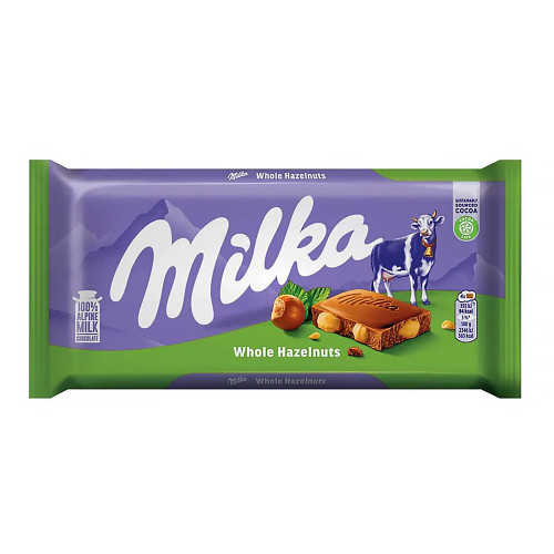 Шоколад Milka - Whole Hazelnuts (Цельный фундук) 90г