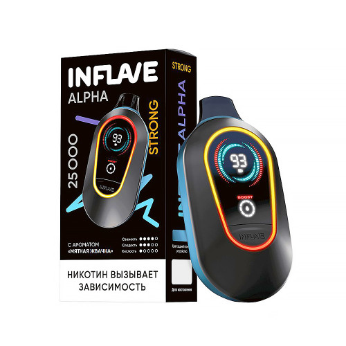 Электронная сигарета INFLAVE ALPHA STRONG 25000 затяжек - Мятная жвачка