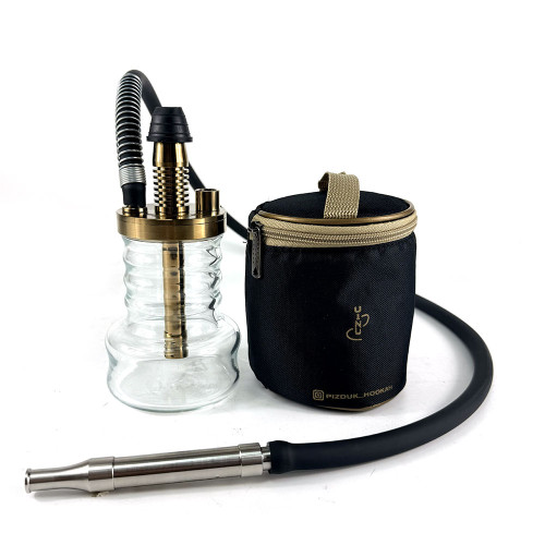 Кальян Pizduk Hookah - LITE Gold Black-bag 20см (Прозрачная колба)