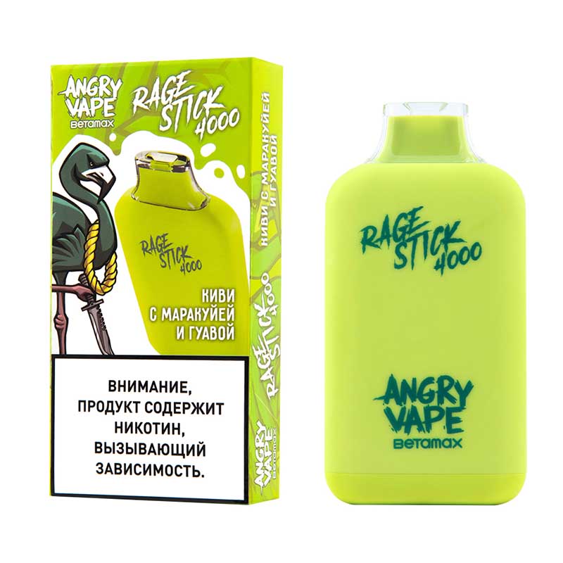 Электронная сигарета  ANGRY VAPE RAGE STICK 4000 - Киви с маракуйей и гуавой